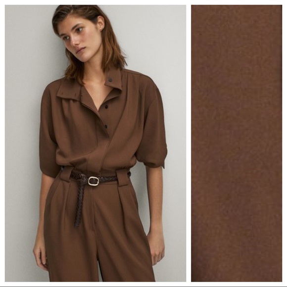 NWT. Massimo Dutti Brown Jumpsuit. Size 10. - Picture 3 of 12